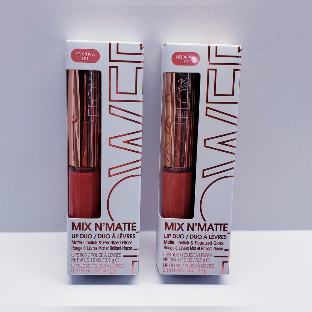 Flower Beauty Mix N’ Matte Lip Duo/Full Coverage Matte, LD1 MELON KISS (2 pack)